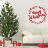 Merry Christmas Wreath Wall Decal Design - Holiday Vinyl Decor for Living Room or Home Decoration
