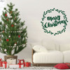 Merry Christmas Wreath Wall Decal Design - Holiday Vinyl Decor for Living Room or Home Decoration