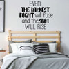 Motivational Wall Decal - Even The Darkest Night Will Fail - Inspirational Vinyl Decorations for Home, Bedroom or Living Room Decor