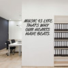 Music Quote Wall Decal - Music is Life - Musician Gifts For Bedroom, Playroom or Studio Room Decoration