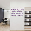 Music Quote Wall Decal - Music is Life - Musician Gifts For Bedroom, Playroom or Studio Room Decoration