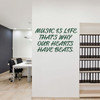Music Quote Wall Decal - Music is Life - Musician Gifts For Bedroom, Playroom or Studio Room Decoration