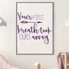 Nursery Wall Decal - Your First Breath Took Ours Away - Vinyl Sticker Decorations for Baby's Bedroom or Playroom