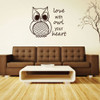 Owl Wall Decal "Love With Owl Your Heart" With Owl Image Vinyl Home Wall Decor