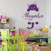 Personalized Cat Name Wall Decal - Hanging Kitty Silhouette Vinyl Sticker for Kid's Bedroom, Playroom, Baby Nursery, or School Classroom
