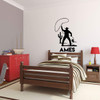 Personalized Cowboy Silhouette Vinyl Wall Decal - Ranch or Farmhouse Decor for Living Room, Bedroom, Boys Room, Playroom, Man Cave ' Pick Your Color, Name and Size
