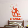 Personalized Cowboy Silhouette Vinyl Wall Decal - Ranch or Farmhouse Decor for Living Room, Bedroom, Boys Room, Playroom, Man Cave ' Pick Your Color, Name and Size