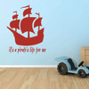 Pirate Ship Wall Decal - It's a Pirate's Life for Me - Vinyl Decor for Boys Room, Playroom or Nursery