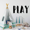 Playroom Wall Decal for Boy and Girl Kids - Unique Vinyl "Play" Lettering Available in Small and Large Sizes and Blue, Pink, Purple, Black, White, Other Bright Colors