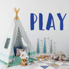 Playroom Wall Decal for Boy and Girl Kids - Unique Vinyl "Play" Lettering Available in Small and Large Sizes and Blue, Pink, Purple, Black, White, Other Bright Colors