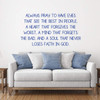 Prayer Wall Decal ' 'Always Pray' - Christian Vinyl Decoration for Home, Bedroom, Living Room