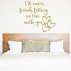Romantic Wall Decal - Falling In Love With You - Heart Design Vinyl Sticker Bedroom Decor, Home, Living or Family Room Decoration