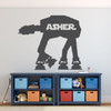 Room Wall Decor - at at with Personalized Name Vinyl Decal Stickers for Boys Game Room, Bedroom, Playroom or Dorm - Custom Sizes and Colors Match The Theme of Any Living Space