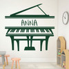 Room Wall Decor - Grand Piano w/Customized Name Aesthetic Vinyl Decal Stickers for Home in Living or Family Room, Music Studio, or Classroom - Custom Sizes and Colors Fit Any Themed Living Space