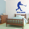 Room Wall Decor - Personalized Name Baseball Batter Vinyl Decal Wall Sticker for Boys Bedroom, Playroom, Locker Room or Dorn - Custom Sizes and Colors Match The Theme of Any Living Space