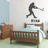 Room Wall Decor - Personalized Name Baseball Batter Vinyl Decal Wall Sticker for Boys Bedroom, Playroom, Locker Room or Dorn - Custom Sizes and Colors Match The Theme of Any Living Space