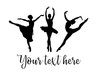 Three Ballet Dancers with Personalized Vinyl Decal for Girls Room - Customized Color, Size, and Name Wall Sticker for Bedroom or Dance Studio