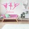 Three Ballet Dancers with Personalized Vinyl Decal for Girls Room - Customized Color, Size, and Name Wall Sticker for Bedroom or Dance Studio