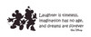 Vinyl Wall Decal Quote with Mouse Characters:Laughter is Timeless, Imagination has no Age, and Dreams are Forever.