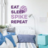 Volleyball Wall Decal - Eat Sleep Spike Repeat - Vinyl Decor For Bedroom or Playroom - Sports Decorations
