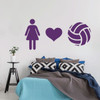 Volleyball Wall Decal - Heart - Vinyl Decor for Girl's Bedroom or Playroom - Sports Decorations