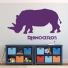 Zoo Animal Wall Decal - Rhinoceros - Safari Decorations Vinyl Sticker Art for the Home, Boy's Bedroom Playroom or Classroom