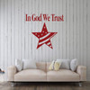 'In God We Trust' Vinyl Decor ' Star with USA Flag Silhouette ' Patriotic and Inspiring Quote for the Living Room, Bedroom, or Kitchen
