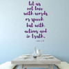 Bible Verse Wall Decor - Let Us Not Love With Words - Christian Vinyl Decals for Home or Church Decoration