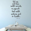 Bible Verse Wall Decor - Let Us Not Love With Words - Christian Vinyl Decals for Home or Church Decoration