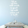Bible Verse Wall Decor - Let Us Not Love With Words - Christian Vinyl Decals for Home or Church Decoration