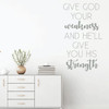 Christian Quote Wall Decal - "Give God Your Weakness" - Religious Vinyl Art Home Decor for Bedroom, Living Room, Office