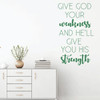 Christian Quote Wall Decal - "Give God Your Weakness" - Religious Vinyl Art Home Decor for Bedroom, Living Room, Office