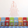 Christian Quotes Wall Decals Vinyl Lettering "All The Water In The World" Poem With Sailboat