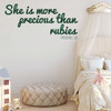 Christian Wall Decal - She Is More Precious Than Rubies - Vinyl Sticker Decoration for Girl's Bedroom Decor