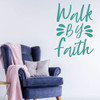 Christian Wall Decal - Walk By Faith - Vinyl Scripture And Religious Home Decor - Church Decoration