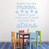 Classroom Vinyl Wall Decal Decorations - Shoot for the Moon, Inspirational Quote for Children with Stars
