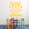 Classroom Vinyl Wall Decal Decorations - Shoot for the Moon, Inspirational Quote for Children with Stars