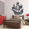 Pirate Ship Wall Decal - Personalized Removable Vinyl Sticker for Boys Room, Playroom, School Classroom, Nursery, Preschool, Home Decor