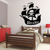 Pirate Ship Wall Decal - Personalized Removable Vinyl Sticker for Boys Room, Playroom, School Classroom, Nursery, Preschool, Home Decor