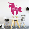 Cute Unicorn Wall Decal - Personalized Vinyl Decor For Girl's Bedroom, Playroom or Bathroom - Kids Home Decorations