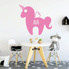Cute Unicorn Wall Decal - Personalized Vinyl Decor For Girl's Bedroom, Playroom or Bathroom - Kids Home Decorations