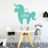 Cute Unicorn Wall Decal - Personalized Vinyl Decor For Girl's Bedroom, Playroom or Bathroom - Kids Home Decorations