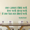Dining Room Wall Decals - Virginia Woolf Quote Vinyl Lettering for Home Decor, Restaurant, Cafeteria