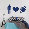 Football Wall Decal - Man Heart Ball - Vinyl Sticker for Boy's Bedroom Decor, Playroom or Game Room Decoration