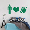 Football Wall Decal - Man Heart Ball - Vinyl Sticker for Boy's Bedroom Decor, Playroom or Game Room Decoration