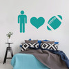 Football Wall Decal - Man Heart Ball - Vinyl Sticker for Boy's Bedroom Decor, Playroom or Game Room Decoration