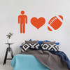 Football Wall Decal - Man Heart Ball - Vinyl Sticker for Boy's Bedroom Decor, Playroom or Game Room Decoration