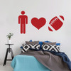 Football Wall Decal - Man Heart Ball - Vinyl Sticker for Boy's Bedroom Decor, Playroom or Game Room Decoration