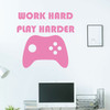 Gamer Wall Decal - Work Hard Play Harder - GAME Controller Sticker - Vinyl Decoration for Boy's Bedroom, Playroom or Game Room
