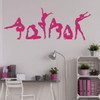 Gymnastic Wall Decal For Teen's Bedroom - Acrobatic, Balance Beam, Combination, Floor Exercise - Silhouette Girl's Vinyl Decor